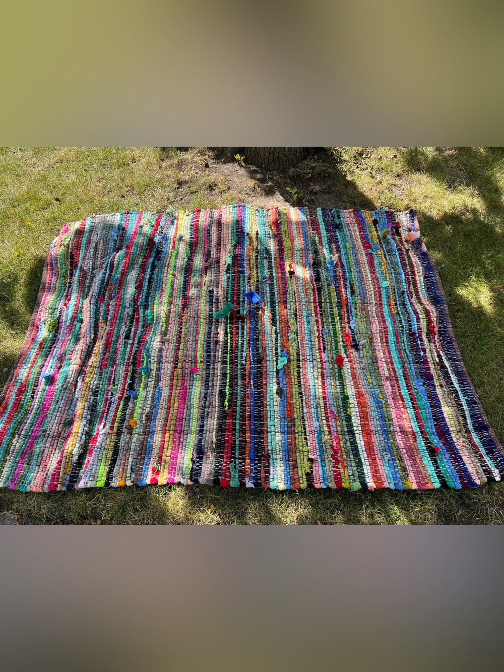 Huntington Home Multicolored Striped Recycled Material Rag Area Rug 60”x 48”  Hu